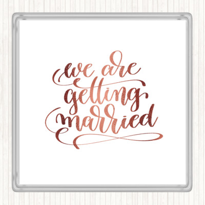 Rosegold Wir heiraten Zitat Getränke Matte Untersetzer