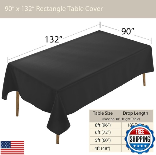 Craft And Party 10 Pack Rectangle Tablecloth, 90 x 132 Inch Black Table Cloth - Picture 3 of 5