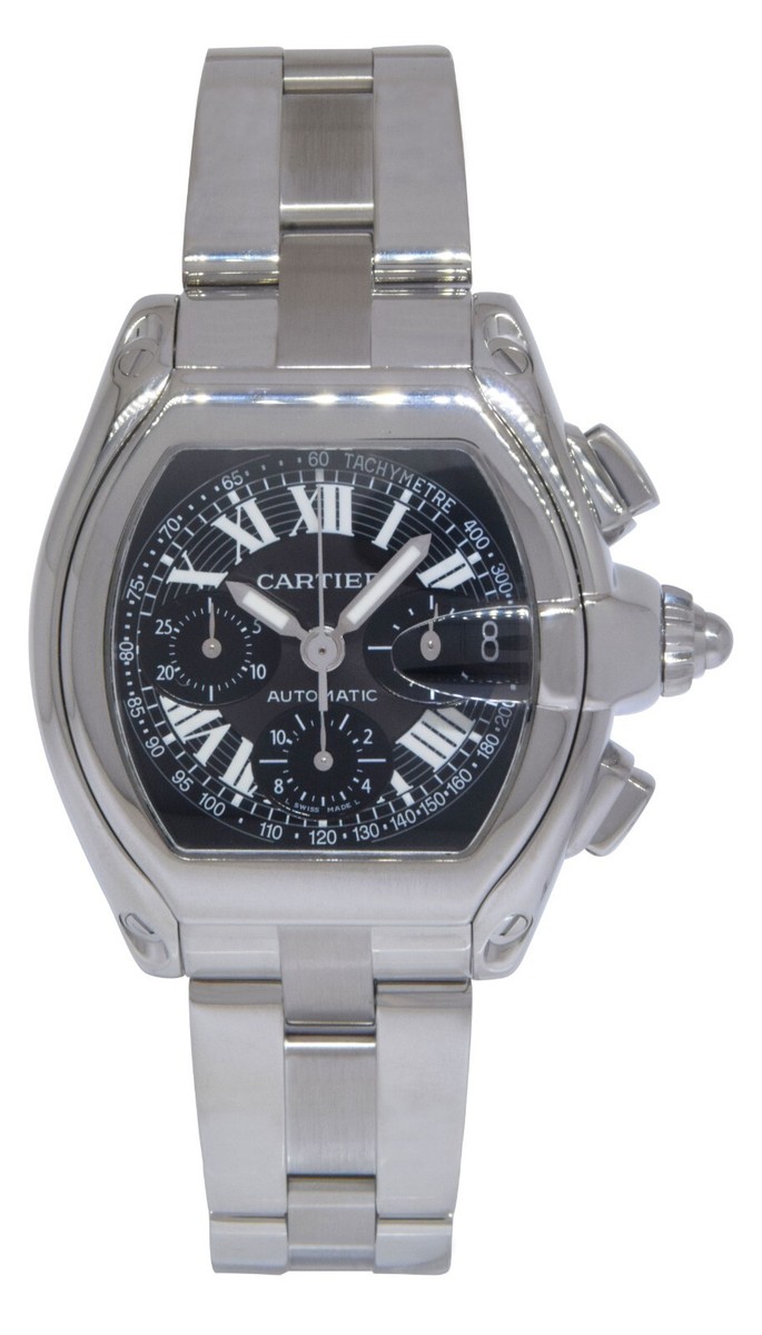 Cartier Roadster XL Chronograph Steel Black Dial Automatic Watch