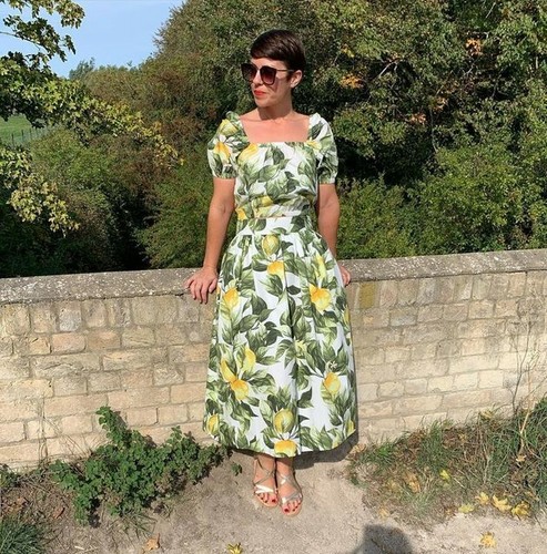 XY H\u0026M con Motivo Cotone Gonna Vita Alta Limone Frutta Stampa Midi Ballo 10  6 38 | eBay
