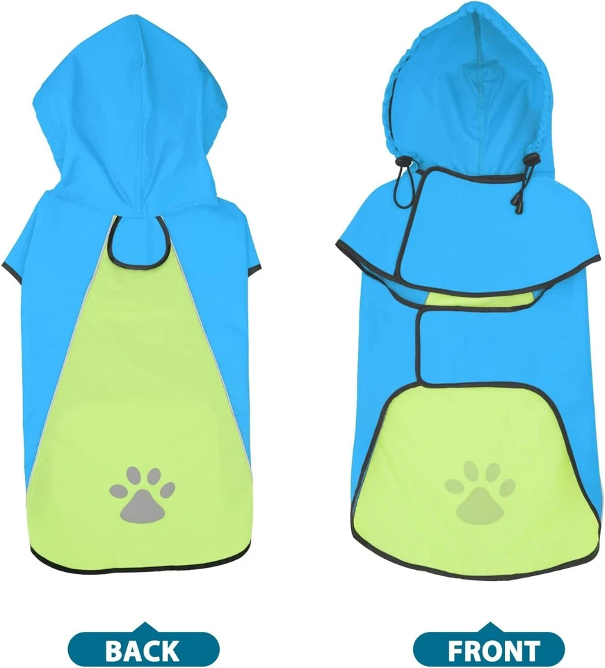 CHUBASQUERO IMPERMEABLE PARA MASCOTAS PERROS CON PANEL DE ALTA VISIBILIDAD AJUSTABLE BIEN HECHO SELECCIONAR TALLA Foto 3 de 4