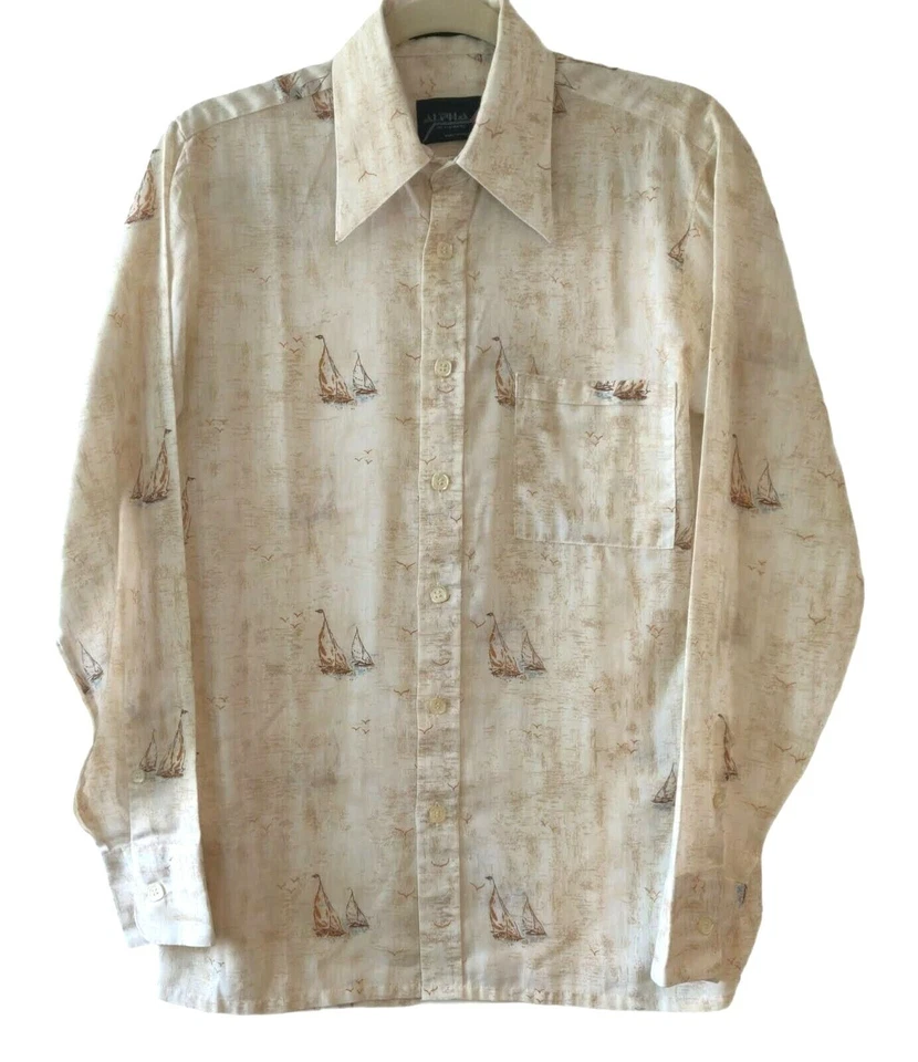 Camisa Alpha The Beginning Para Hombres Todo Velero Abotonada LS Corte Europeo M? Foto 2 de 4