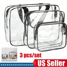 3PCS Travel Transparent Cosmetic Makeup Storage Bag Toiletry Organizer S+M+L