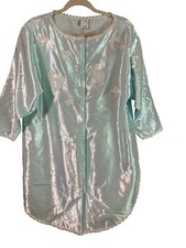 vintage eve stillman nightgown NWOT shiny Baby Blue Large Hearts Valentines Day