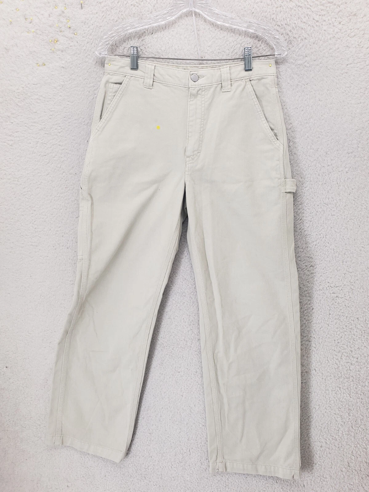 Tna Women Pants 8 Cream 100% Cotton Straight Leg Regular Fit Carpenter Trousers