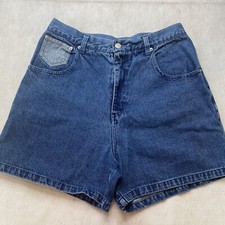 Vintage Gitano High Rise Mom Shorts Womens 14 Blue Denim Check Back Panel Buckle