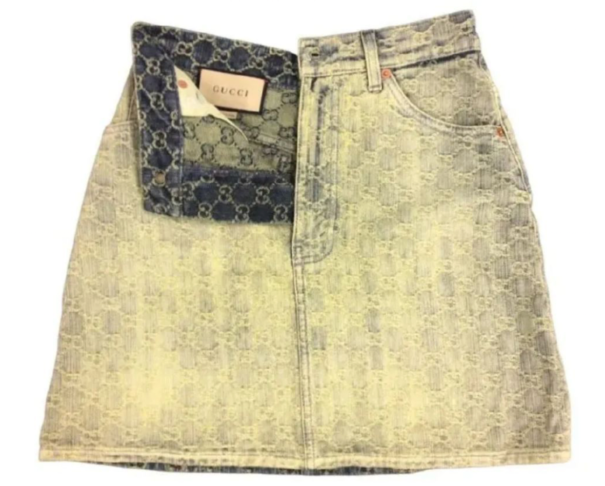 GUCCI Denim GG Pattern Mini skirt 36 from Japan | eBay 