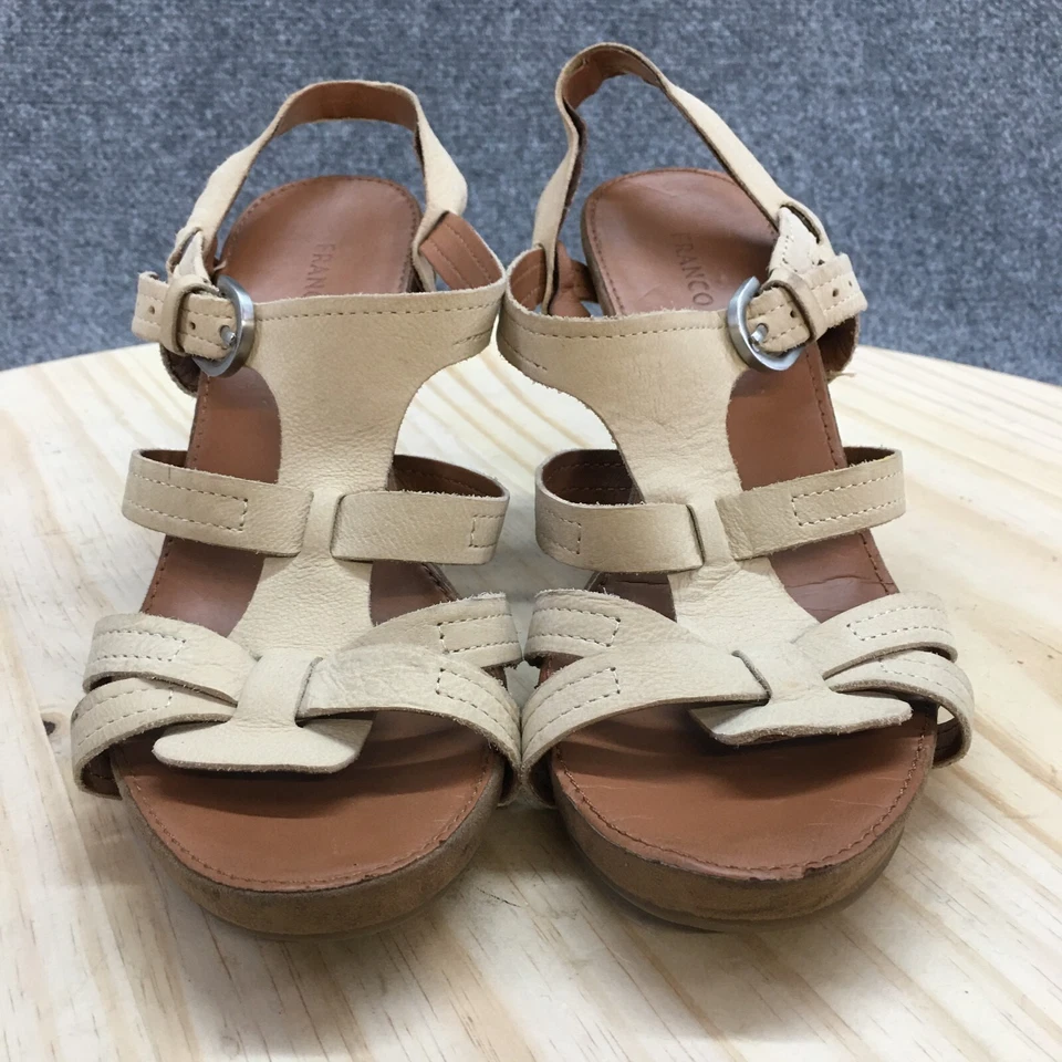 Tacones Franco Sarto Mujer 7 M Honouras Tirantes Gladiador Cuña Cuero Beige Foto 4 de 4