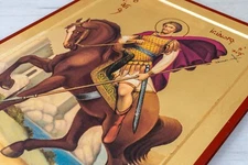 Large Christian Icon With Saint Isidoros of Chios ,Agios isidor superior quality