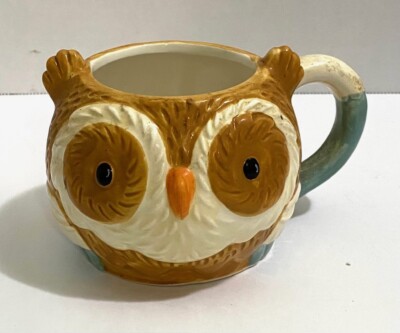 OWL MUG, 3'' TALL, 2.5'' WIDE AT BRIM