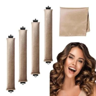 MARKENLOS 4 Stück Hitzefreier Lockenstab Overnight Heatless Curls Blowout Rods Neu