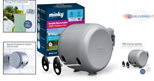 Retractable Clothesline PVC 98 Feet Heavy Duty Energy Saving Space Saving Out... - Picture 2 of 12