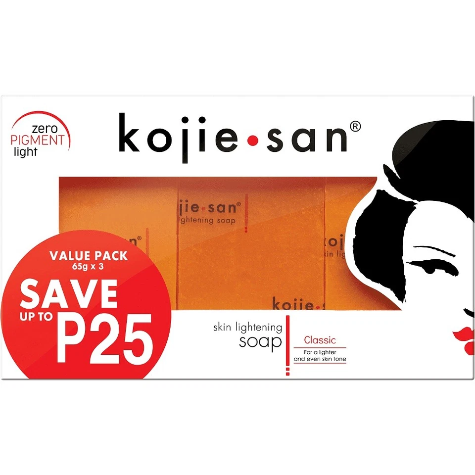 Genuine 3X65g Kojie San Kojic Acid Soap Bars Skin Lightening Kojiesan Whitening