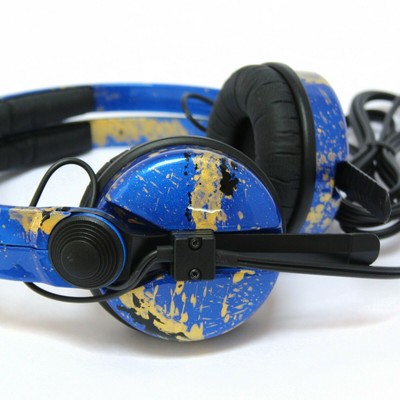 Custom Cans Blue with gold and Black Sennheiser HD25 DJ Headphones 2yr  warranty | eBay