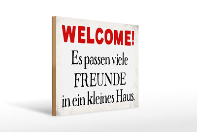 Holzschild Spruch 40x30 cm Welcome viele Freunde Haus Deko Schild