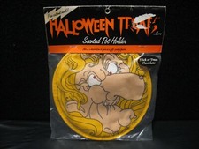 Porta Ollas Vintage Años 80 Halloween Bruja 8" Tela Redonda Perfumada "Chocolate" RARO