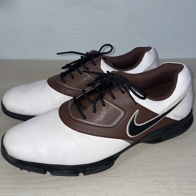 Nike Mens Heritage White And Brown Leather Shoes