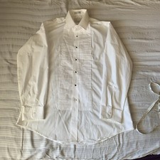 NEIL ALLYN Large 34/35 White Tuxedo Button Up Pleated Shirt Long Sleeve