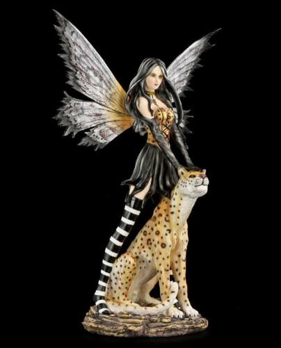 Große Elfen Figur - Leora mit Leopard - Fantasy Fee Naturelfe Engel Deko Statue  - Bild 1 von 9
