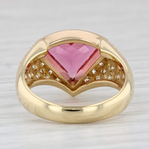 3.08ctw Turmalina Rosa Anillo con Diamante 18k Oro Talla 6.75 Cóctel - Imagen 4 de 10