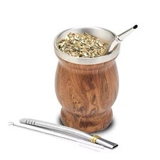 Yerba Mate Cup Bombilla Set, Stainless Steel Double-Wall, Yerba Mate Starter Kit