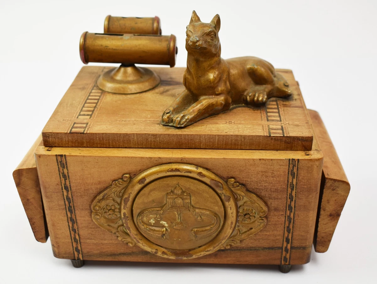 wooden musical cigarette box Vintage Old Rare Mid-Century Carousel Joint Dispenser Vintage Musical Cigarette Box. Moroccan