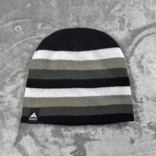 Burton Snowboards Beanie Black White Gray Striped Winter Outdoor Ski One Size
