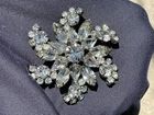 Vintage Costume Jewelry Rhinestone Silvertone Brooch
