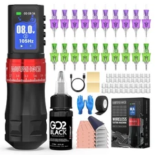 Wormhole Tattoo Gun Kit 2,300mAh Battery Professional Xtreme Tattoo Ink and 2...