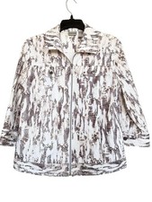 Chico s Women s Sz 1 M Snakeskin Print Jacket Front Zip 3/4 Sleeve
