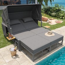 Outdoor Sun Lounger Set Garden Patio Sofa Day Bed Canopy for 2-4 People