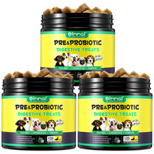 3 X Prebiotic  Probiotic Natural Digestive Treats For Dogs 360 Chews EXP 08/26