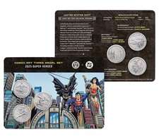 2026 (2025) D.C. Action Comics Super Heroes Three Medal Set In OGP w/COA In Hand