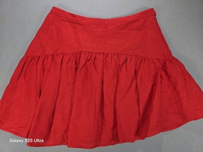 Anthropologie Avec Les Filles Retro Red Ruffle Skirt Size 10 90s Style NWT