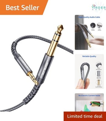 Stereo Audio Cable 4FT Braided 1/4 to 3.5mm Male to Male for Guitar Home Theater