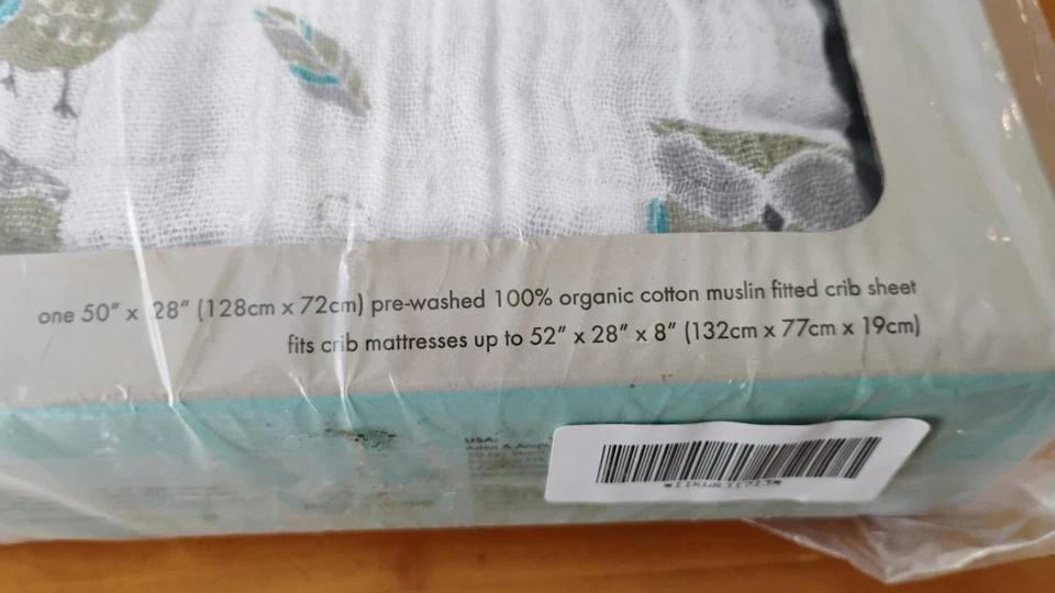 Sábana Cuna Ajustable Orgánica Aden + Anais 50" x 28" Muselina Tejido Abierto Flujo de Aire NUEVA Foto 2 de 4