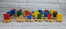Vintage Wooden Alphabet Train Primary Colors  Please Read  