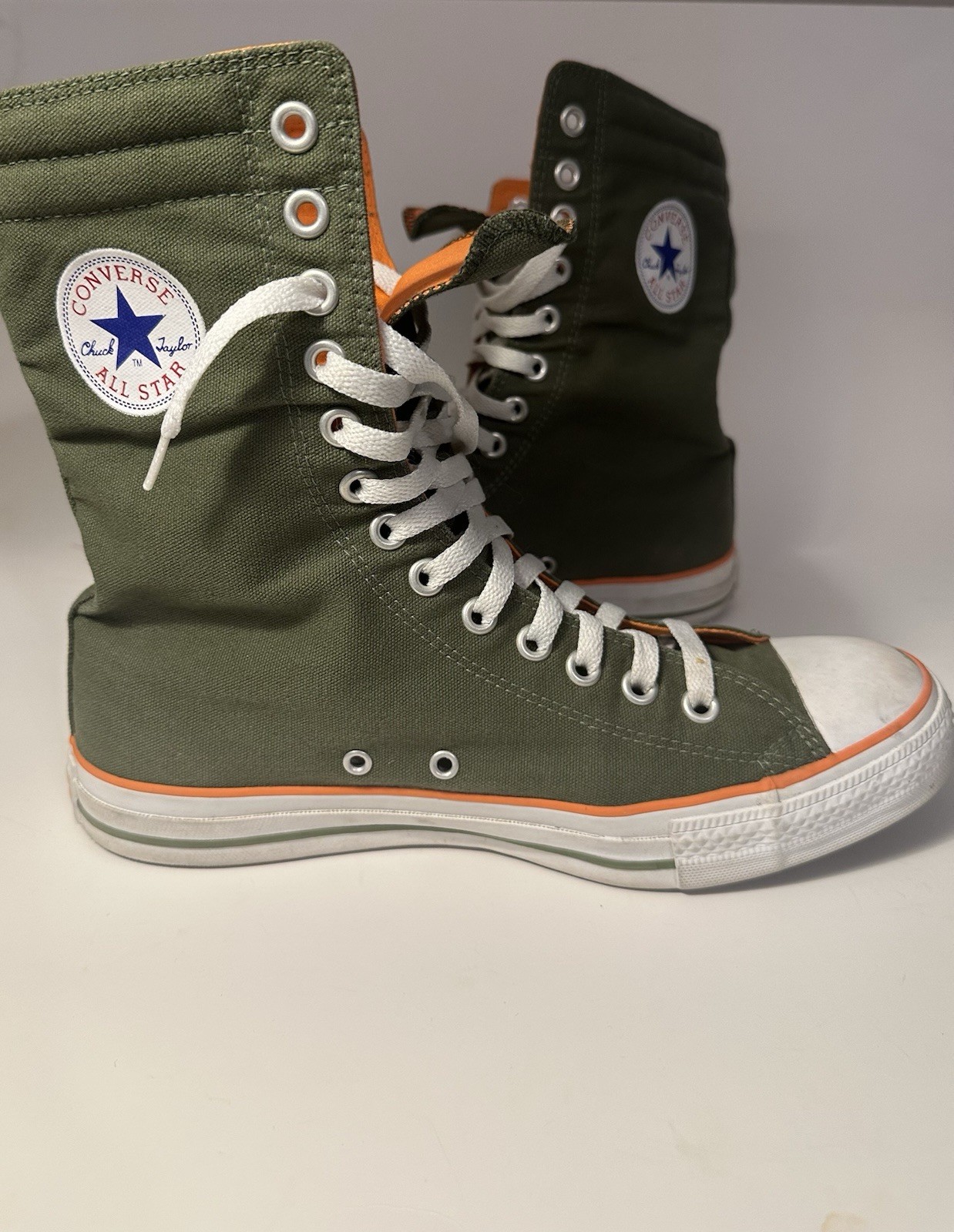 Converse All Star Knee High Green Orange Trim Size 9 Men / 11 Women Rare Converse All Star Knee High Green Orange Trim Size 9 Men / 11 Women Rare