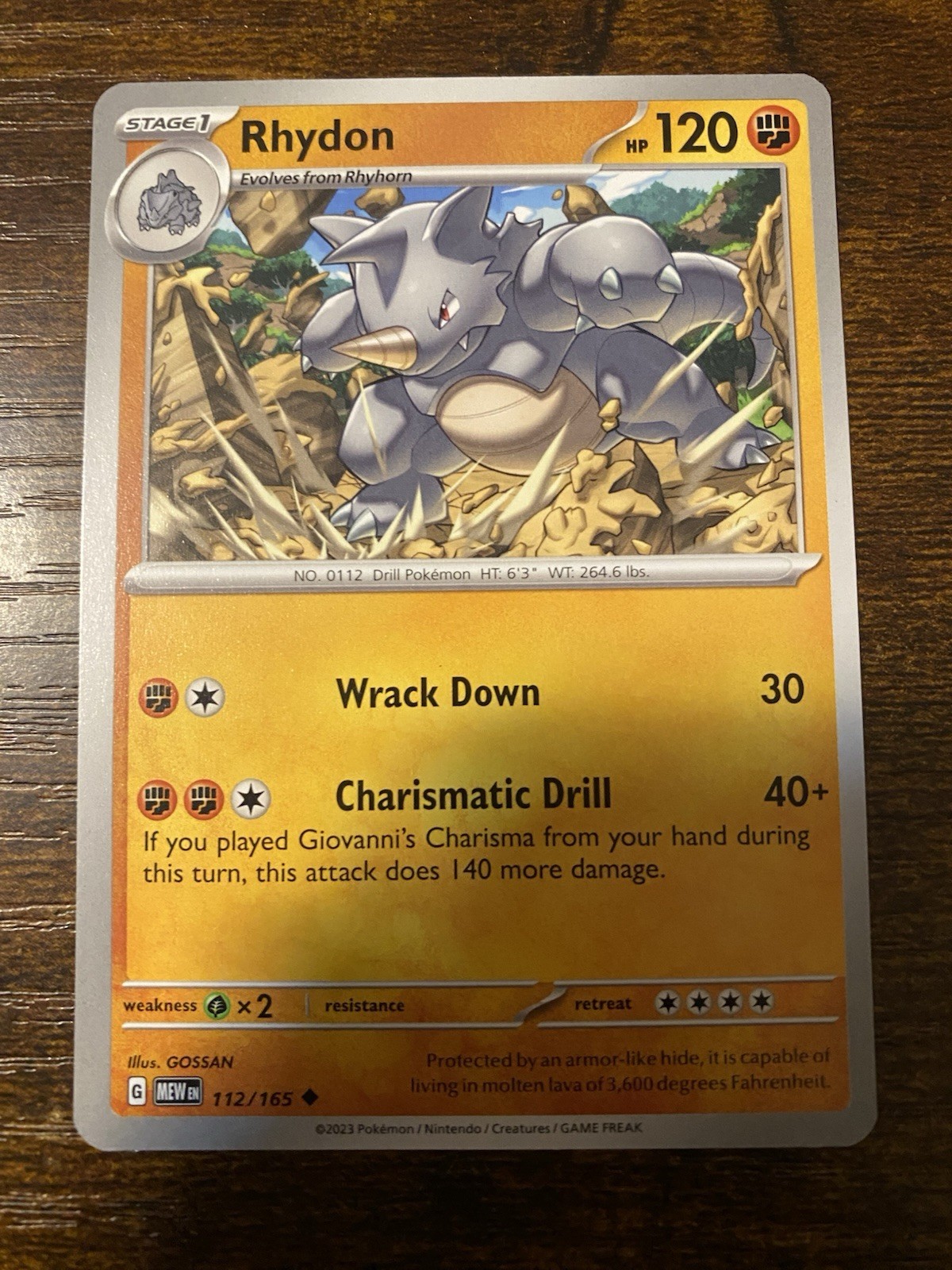 Rhydon 112/165 Uncommon 151 Pokemon Near Mint