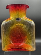 Blenko 1st Quality Star Seed Tangerine 384 Water Bottle etched John Blenko