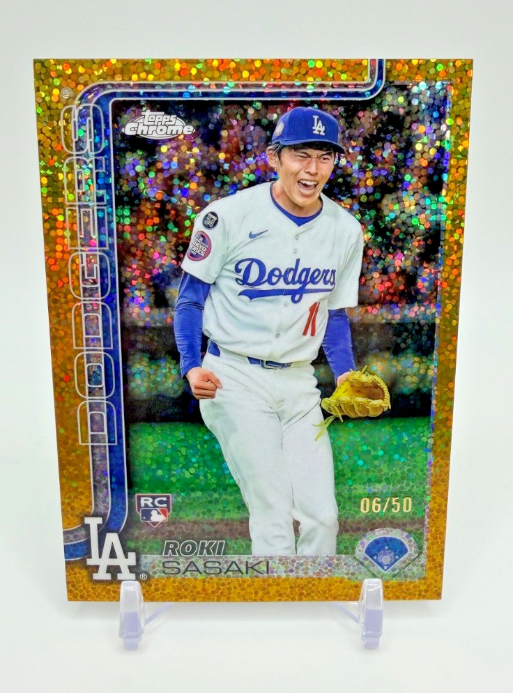 2025 Topps Chrome ROKI SASAKI RC IMAGE VARIATION GOLD SPECKLE /50 #217 Dodgers