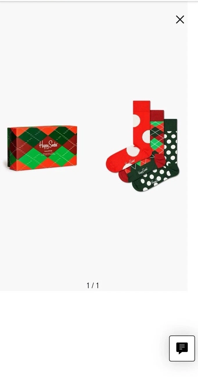 Happy Socks Holiday Classics Assorted 3-Pack Cotton Blend Crew Socks Gift Box