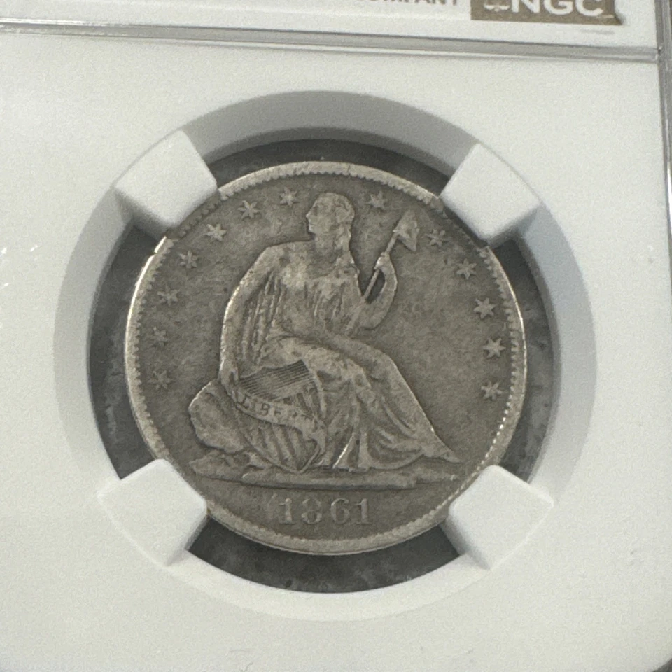 1861-O Seated Liberty Half Dollar NGC VF20 Tough Date New Orleans  - Image 3 of 4