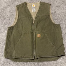 Carhartt Men  s Canvas Vest Sherpa-Lined Sz Large V26 LOV