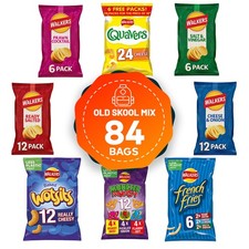 Walkers Crisps Salt Vinegar Quavers Cheese Prawn Cocktail Bundle 84 Bags