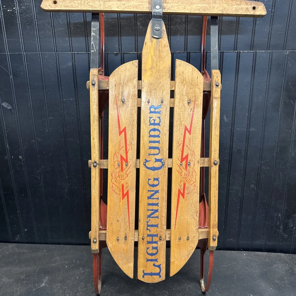 Rare Vintage Wood / Metal Lightning Guider 41” Snow Standard Novelty Free Ship - Image 2 of 4