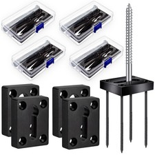 Shimeyao 4 Sets Newel Post Mounting Kit, Handrail 0.39 x 3.94 inches, Black