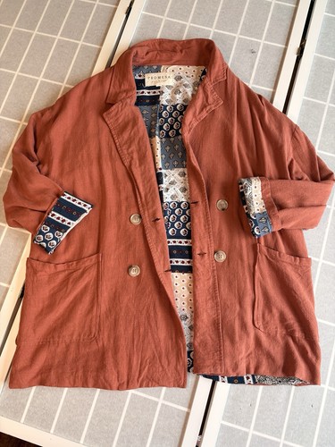 Promesa Linen Mauve Blazer W Quilted Liner Boho Festival Indi Sz M Relaxed Fit