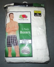 Fruit of the Loom Men's Classic White Boxers, 5-Pack, 2XL - NEW