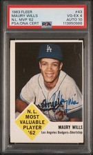 1963 FLEER N.L. MVP '62 #43 MAURY WILLS PSA 4 AUTO 10